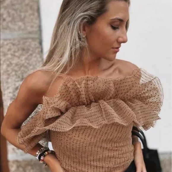 zara tulle stapless crop top - Picture 4 of 6